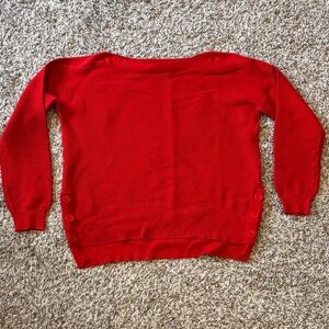Vibrant Red Women's Sweater with Button Accents